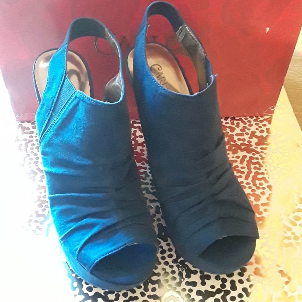 Blue Suede Wedges